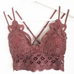 EDEN Dusty Mauve Floral Padded Lace Bralette